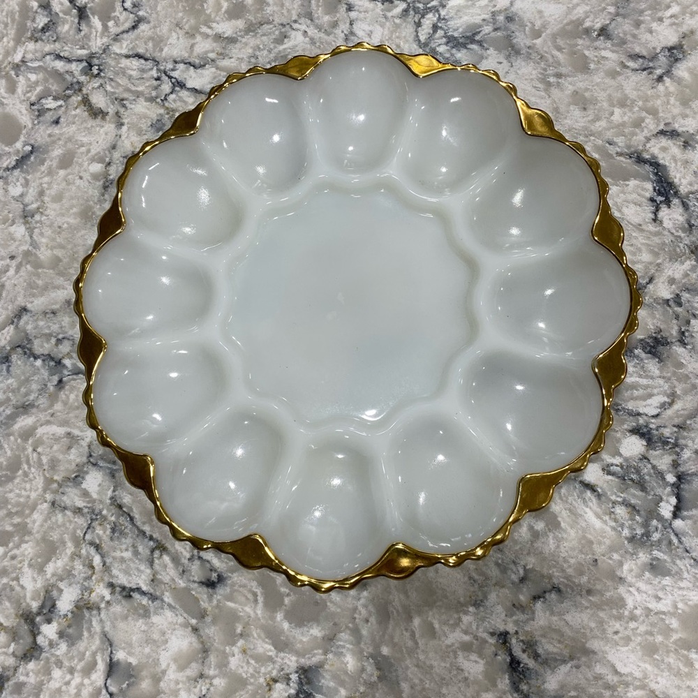 Anchor Hocking Milk Glass Deviled Egg Plate